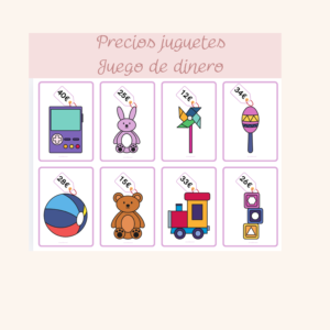 Juguetes y precios - juego de dinero