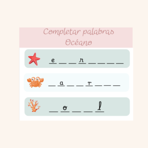 Llavero completar palabras Océano