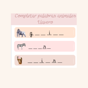Llavero: completar palabras animales