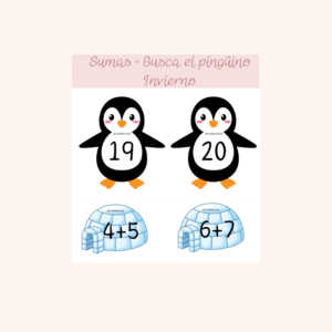Sumas Invierno - Busca el pingüino
